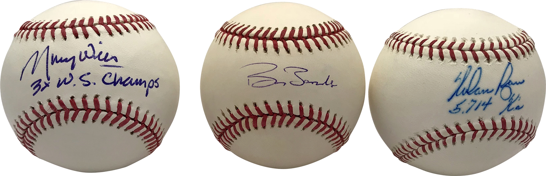 MLB Stars Lot of Six (6) Single Signed OML Baseballs w/ Ryan, Bonds & Others! (Beckett/BAS Guaranteed)