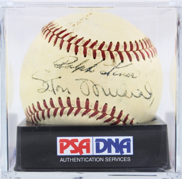 Stan Musial & Ralph Kiner Dual-Signed ONL Baseball (PSA/DNA Graded NM-MT 7.5)