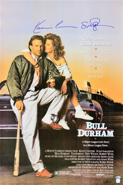 Kevin Costner & Susan Sarandon Dual-Signed 24" x 36" "Bull Durham" Poster (Beckett/BAS)
