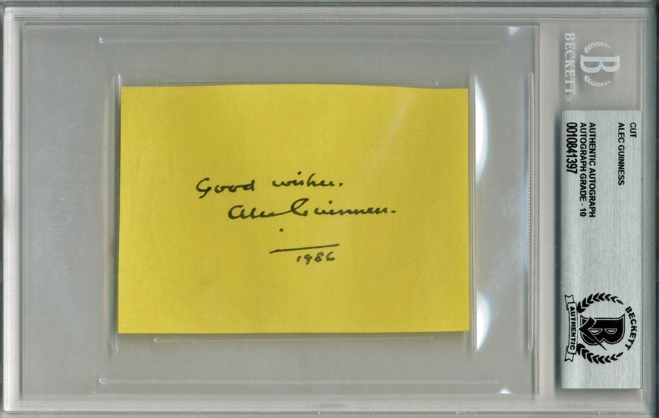 The Perfect Obi-Won: Alec Guinness Vintage c. 1986 Signed 2.75" x 3.75" Album Page - Beckett/BAS Graded GEM MINT 10!