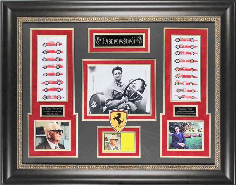 Enzo Ferrari Rare Signed Album Page in Custom Framed Display (BAS/Beckett)