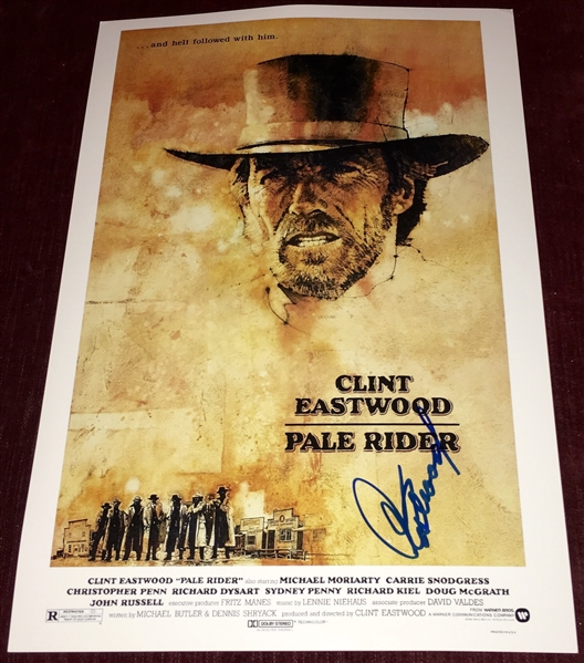 Clint Eastwood Desirable Signed 12" x 18" Poster Photo from "Pale Rider" (Beckett/BAS Guaranteed)
