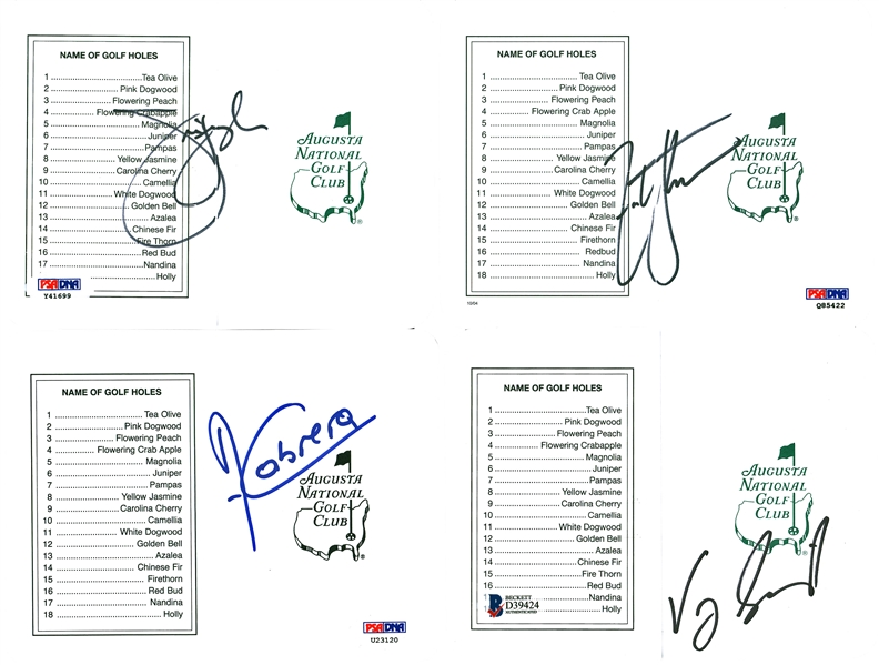 Lot of Six (6) Masters Signed Scorecards w/ Cabrera, Singh & Others ! (PSA/DNA & Beckett/BAS)