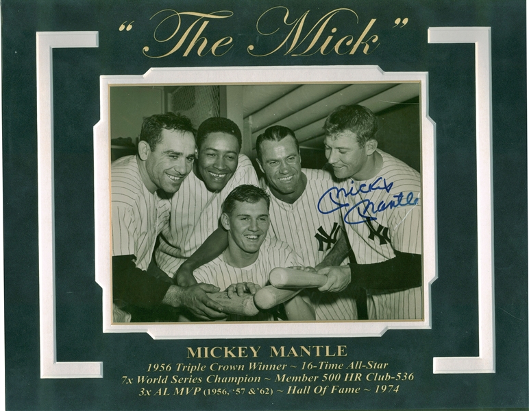 Mickey Mantle Signed 1956 7" x 9" Yankees Photograph (JSA)
