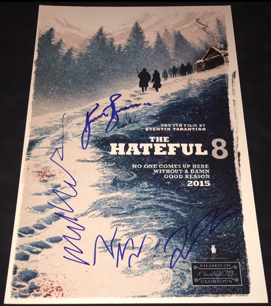 The Hateful Eight Signed 12" x 18" Poster Print w/ Kurt Russell + 3 (Beckett/BAS Guaranteed)