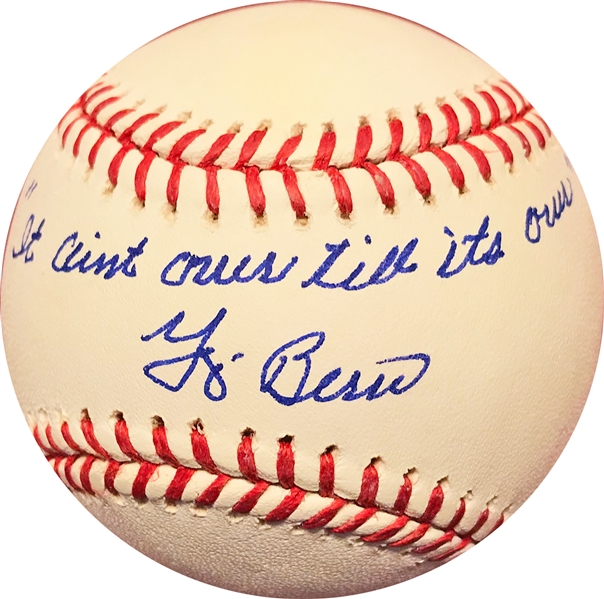 Yogi Berra Signed Near-Mint "It Aint Over Till Its Over" Baseball (PSA/DNA)