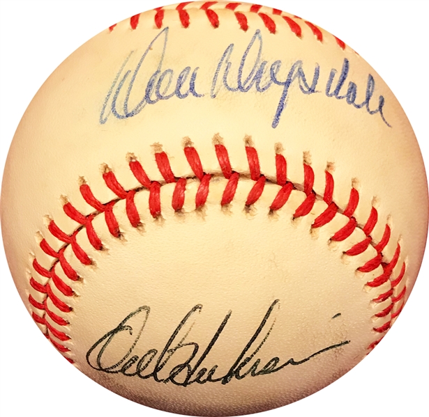 Don Drysdale & Orel Hershiser Dual Signed ONL (White) Baseball (PSA/DNA)