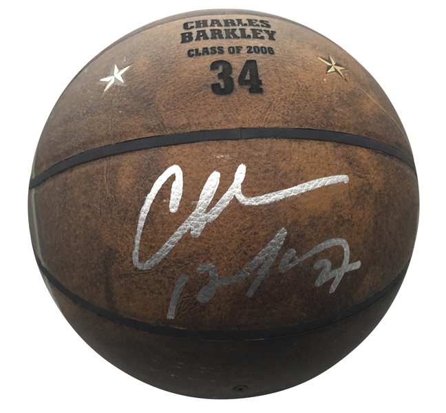 Charles Barkley Signed NBA HOF Class of 2006 Vintage Style Basketball (Beckett/BAS Guaranteed)
