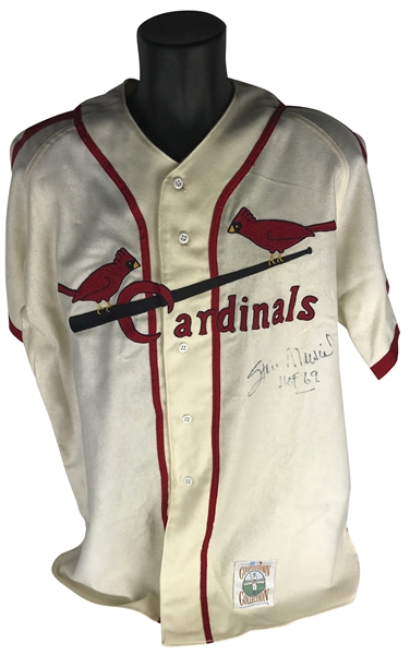 Stan Musial Signed & "HOF 69" Inscribed Cooperstown Collection Cardinals Flannel (Beckett/BAS Guaranteed)