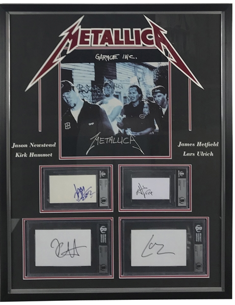 Metallica Group Signed Framed 25" x 32" Display w/ All Four Members! (Beckett/BAS)