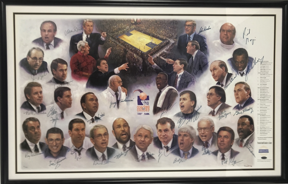 Coaches Vs. Cancer NCAA Basketball Multi-Signed Lithograph w/ Wooden, Smith, Coach K & Others! (Steiner Sports)