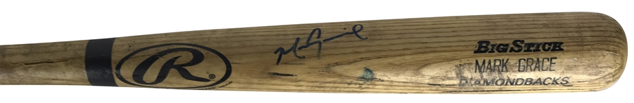 Mark Grace Signed & Game Used 2001 World Series 256B Baseball Bat - PSA/DNA GU 9.5!