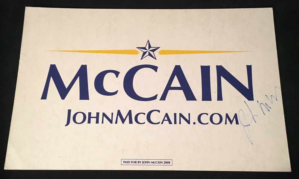 Senator John McCain Signed 11" x 17" Campaign Sign (Beckett/BAS Guaranteed)
