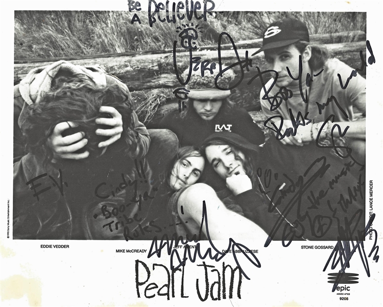 Pearl Jam Rare Group Signed Epic Records 8" x 10" Publicity Photo with Original Lineup (Beckett/BAS Guaranteed)