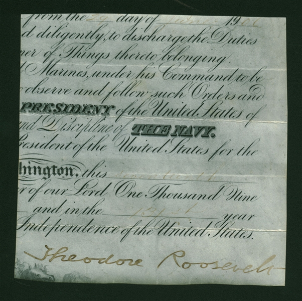 President Theodore Roosevelt Signed 4" x 4" Document Clipping w/ Full Name Autograph! (Beckett/BAS)