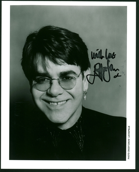 Elton John Signed 8" x 10" Black & White Promotional Photograph (Beckett/BAS)