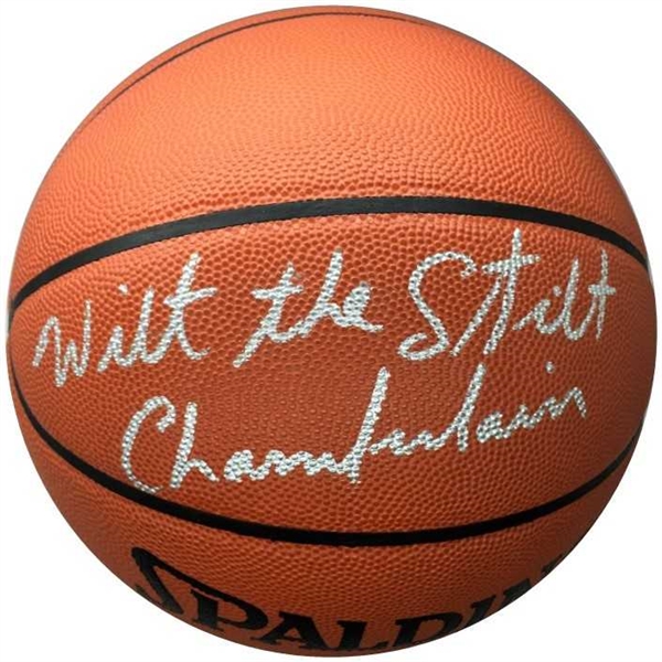 Wilt Chamberlain Near-Mint Signed "Wilt The Stilt" Leather NBA Basketball (Beckett/BAS Guaranteed)