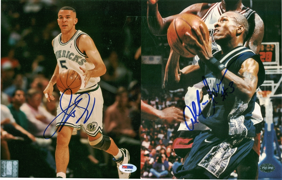 NBA Stars Lot of Four (4) Signed 8" x 10" Photographs w/ Iverson, Kidd & Kukoc (PSA/DNA)