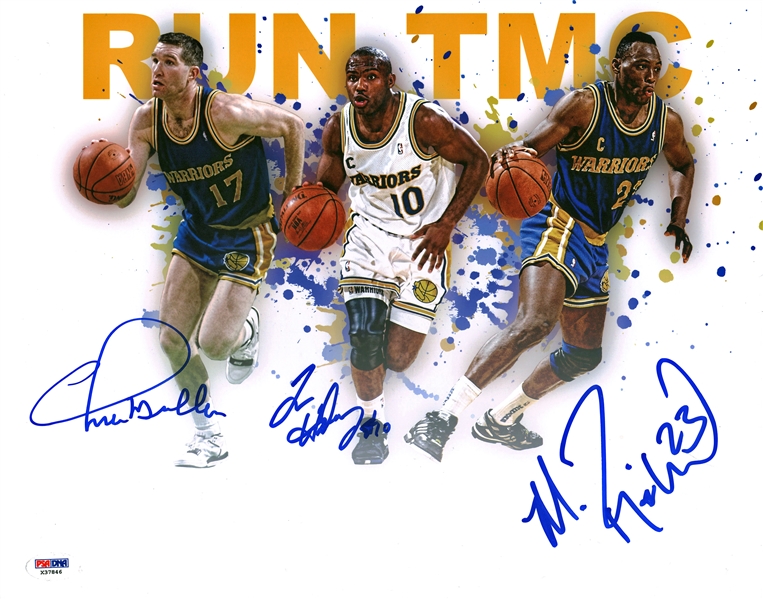 Warriors "Run TMC" Lot of Three (3) Signed 11" x 14" Photographs w/  Mullin, Hardaway & Richmond! (PSA/DNA)