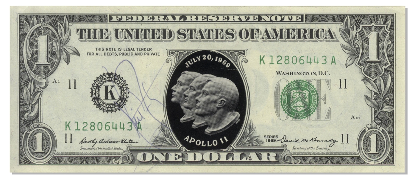 Apollo 11: Neil Armstrong Rare Signed 1969 Dollar Bill (JSA)