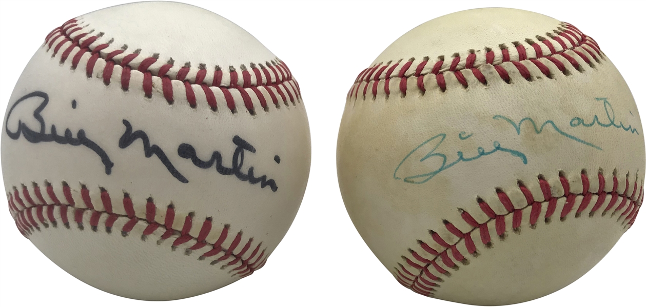Lot of Two (2) Billy Martin Signed OAL Baseballs (Beckett/BAS Guaranteed)
