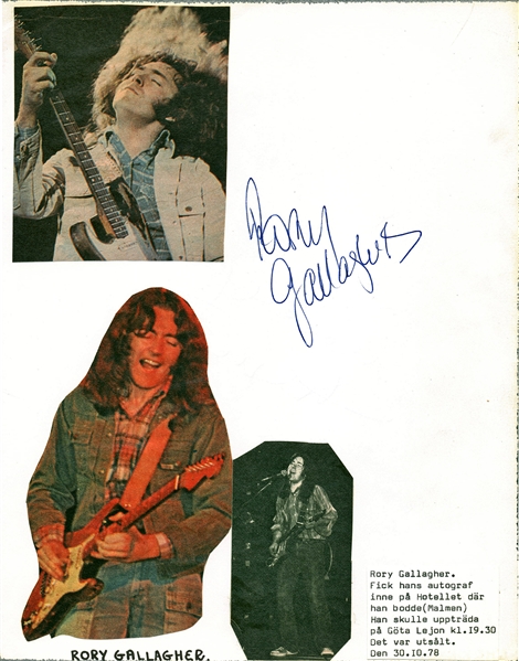 Rory Gallagher Vintage Signed 8" x 10" Album Page (Epperson/REAL)