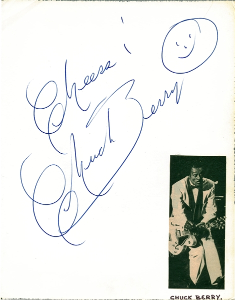 Chuck Berry Vintage Signed 7" x 9" Album Page (REAL/Epperson)