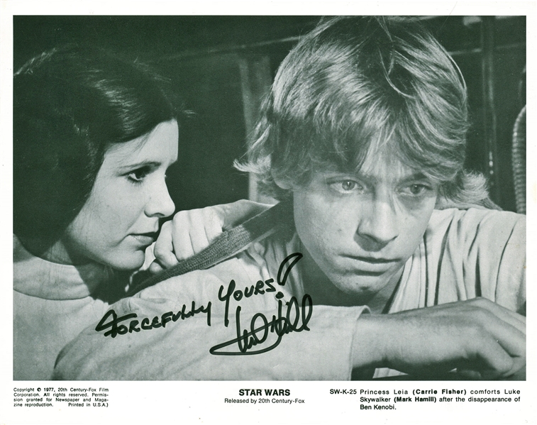 Star Wars: Mark Hamill Signed & "Forcefully Yours" Inscribed 8" x 10" 20th Century-Fox Promotional Photograph (Beckett/BAS Guaranteed)