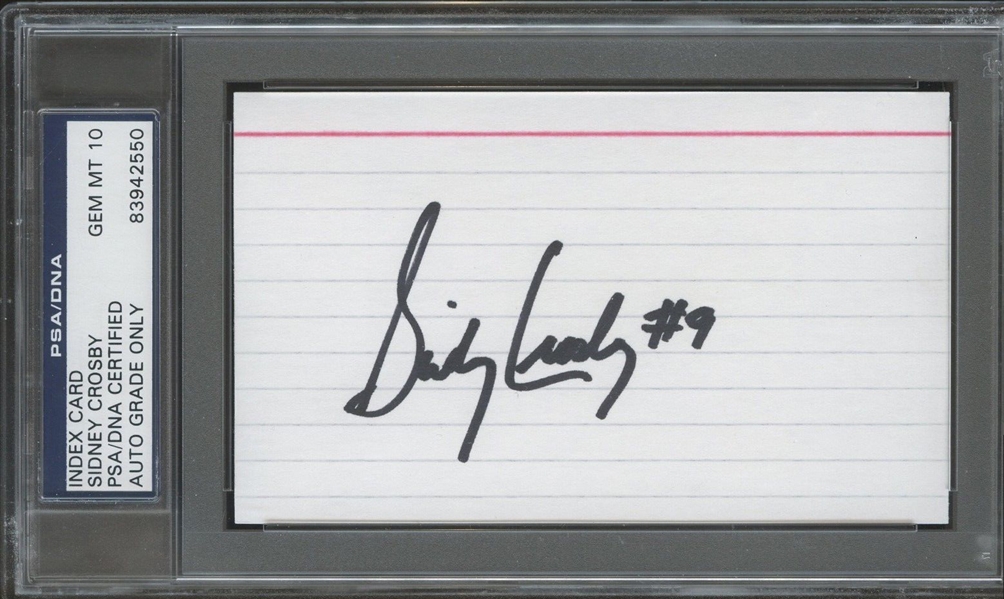 Sidney Crosby Rare Early Signed 3" x 5" Index Card - PSA/DNA Graded GEM MINT 10!