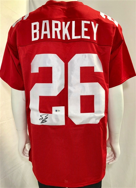 Saquon Barkley Signed New York Giants Style Red Alternate Jersey (Beckett/BAS)