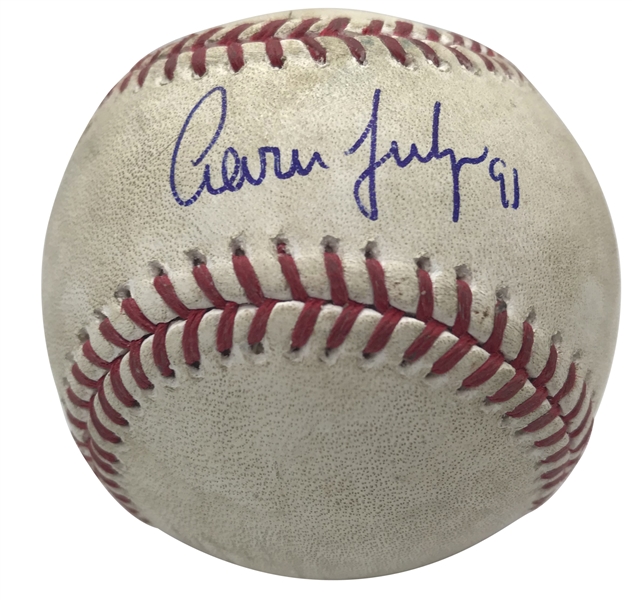 Aaron Judge Signed & Game Used 2017 ROY MLB Baseball During 4th Career Home Run Contest! (MLB, Steiner & PSA/DNA)