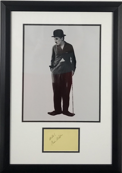 Charlie Chaplin Signed 3" x 5" Vintage Album Page Framed Display (Beckett/BAS Guaranteed)