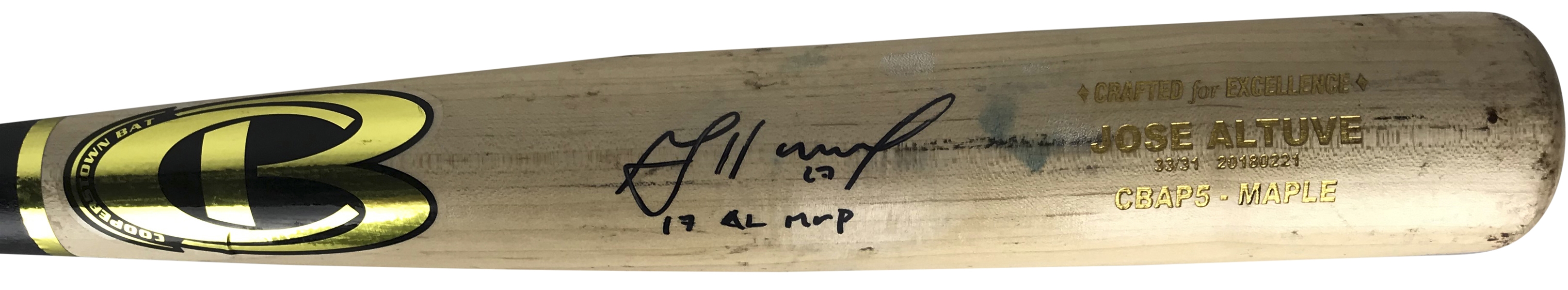 Jose Altuve Game Used 2018 Coopertown CBAP5-Maple Baseball Bat (Mears & PSA/DNA Guaranteed)