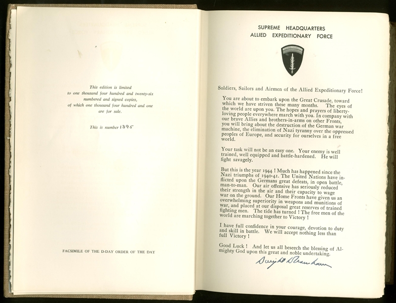 President Dwight D. Eisenhower Signed First Edition "Crusade In Europe" Book (Beckett/BAS)