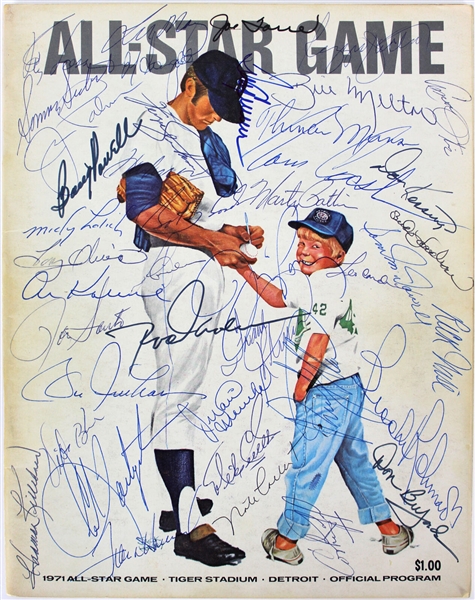 1971 All Stars Multi-Signed Official Game Program w/ 40+ Signatures incl. Thurman Munson (JSA)
