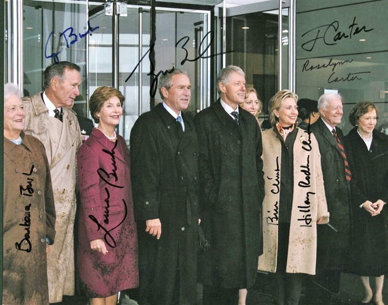 President & First Ladies Signed 8" x 10" Color Photograph w/ Both Bushes, Carters & Clintons! (Beckett/BAS)
