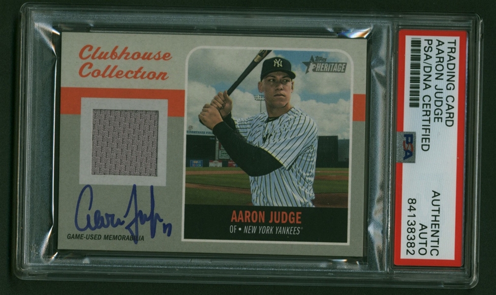 Aaron Judge Near-Mint Signed 2019 Topps Heritage Clubhouse Collection Baseball Card (PSA/DNA)