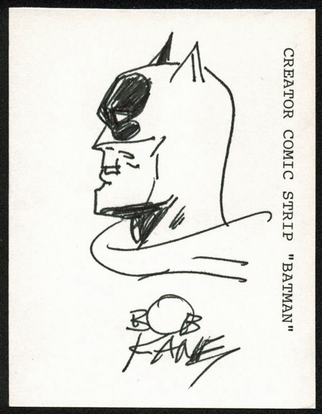 Bob Kane Hand-Drawn & Signed 3" x 4" Batman Sketch (JSA)