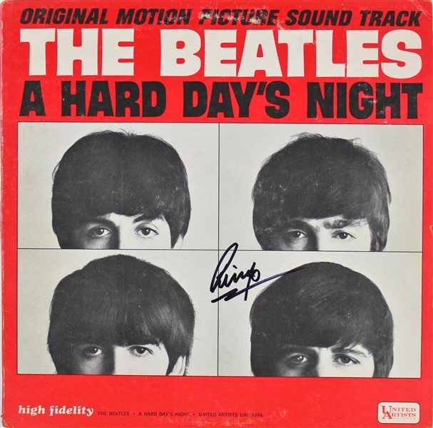 The Beatles: Ringo Starr Signed "A Hard Days Night" Soundtrack Cover w/ Vinyl (Beckett/BAS)