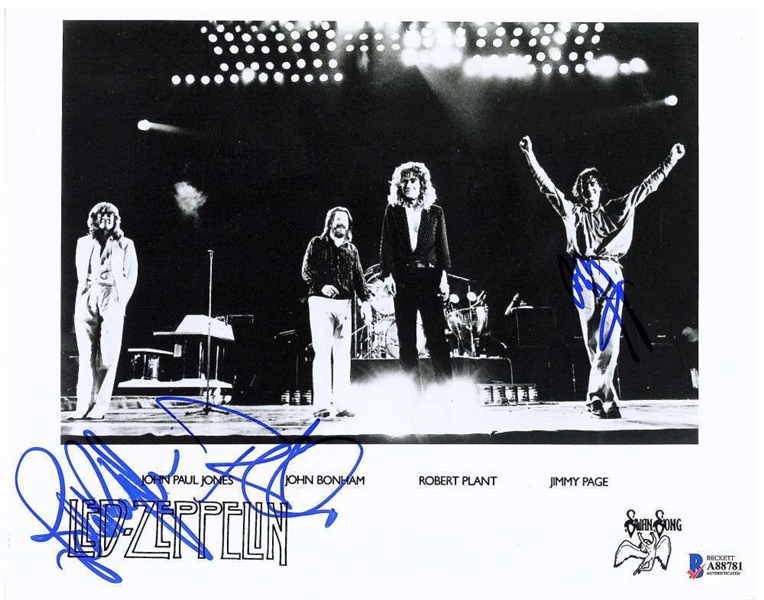 Led Zeppelin Rare Group Signed 8" x 10" Promotional Photograph w/ Plant, Page & Jones (BAS/Beckett)
