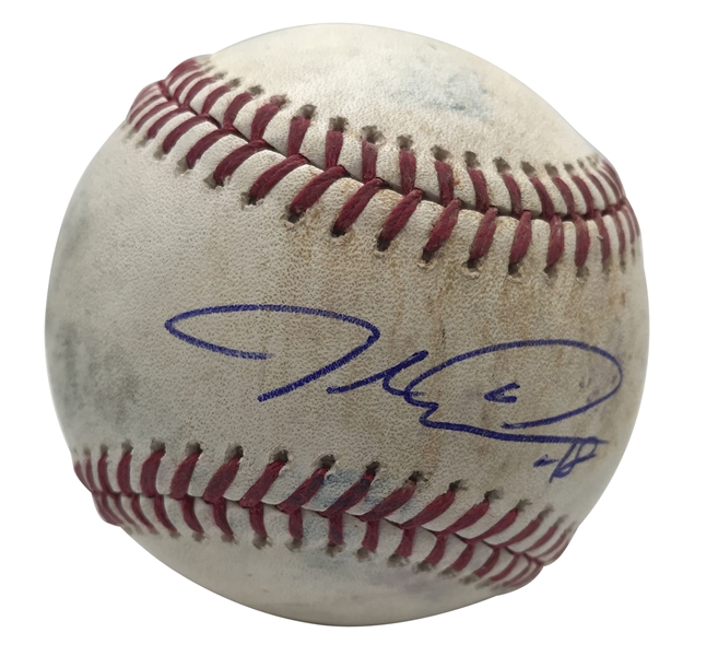 Jacob DeGrom Signed & Game Used 2018 OML Baseball Pitched for Max Muncy Double Play! (MLB & PSA/DNA)