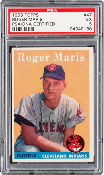 Roger Maris Signed 1958 Topps Rookie Card (PSA Graded EX 5)