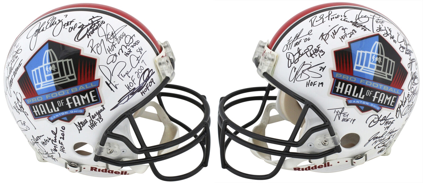 Hall of Fame Legends Signed Riddell PROLINE HOF Helmet with Montana, Elway, Sanders, etc. (38 Sigs)(Beckett/BAS)