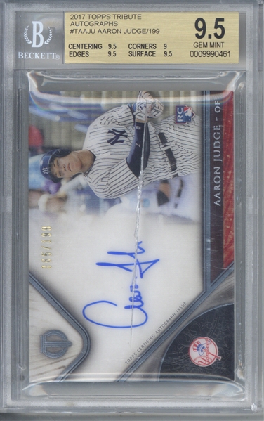 Aaron Judge Signed 2017 Topps Tribute /199 Rookie Card (BGS 9.5 w/ 10 Auto!)