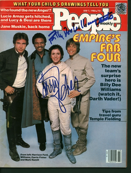Star Wars: Carrie Fisher & Billy Dee Williams Dual Signed 1980 PEOPLE Magazine (Beckett/BAS)