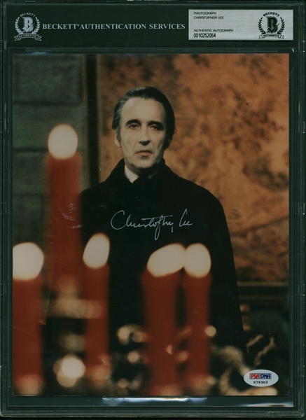 Christopher Lee Exceptional Signed 8" x 10" Dracula Photograph (Beckett/BAS Encapsulated)