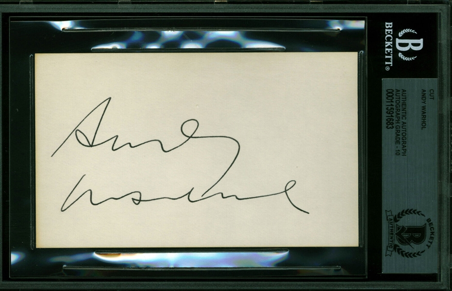 Andy Warhol Signed 3" x 5" Signature Cut (Beckett/BAS GEM MINT 10!)