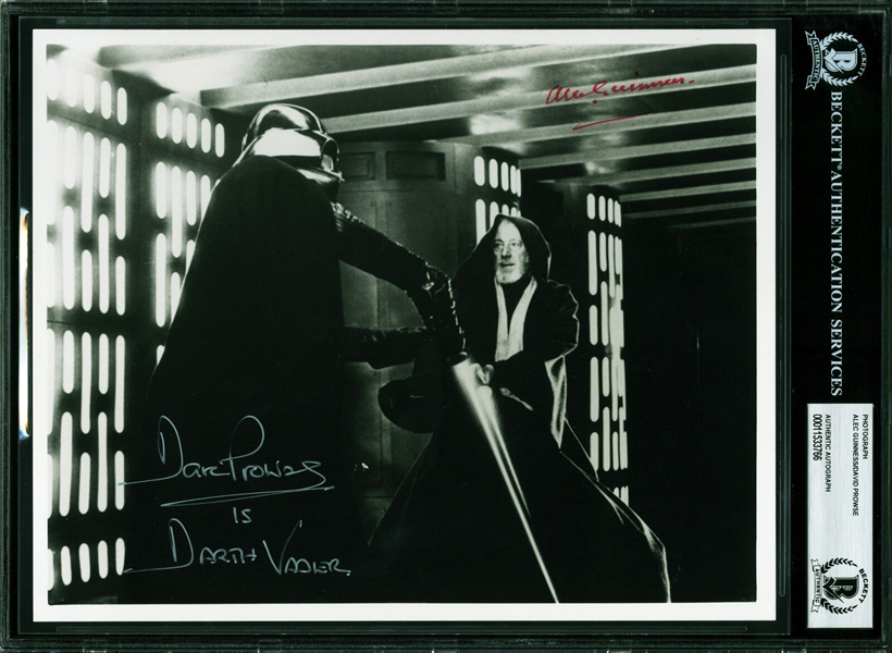 Star Wars: Alec Guinness & David Prowse Dual Signed 8" x 10" Lightsaber Battle Photo (Beckett/BAS Encapsulated)