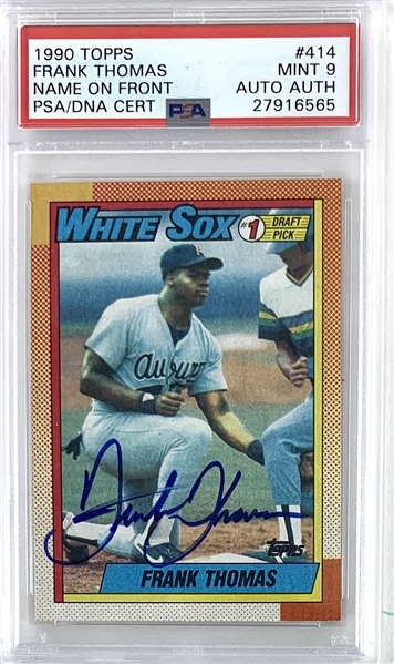 Frank Thomas 1990 Topps #414 Signed Rookie Card with Rookie Era Autograph! (PSA Graded MINT 9!)