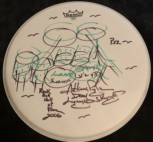 Lynyrd Skynyrd: Artimus Pyle Signed 12" Drumhead with Elaborate Sketch & Inscriptions (ACOA)